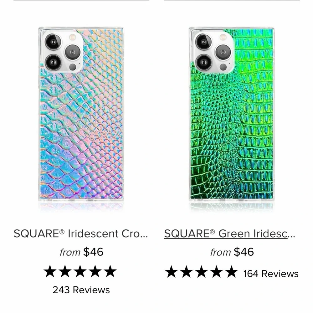 FLAUNT SQUARE® Green Iridescent Crocodile Faux Leather iPhone 14 Pro Max Case